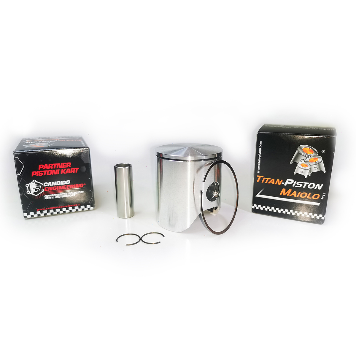 Pistone Racing Motore Kart TM KZ Versione 4° Completo di Fascia 0.8mm, Spinotto e Fermi Spinotto