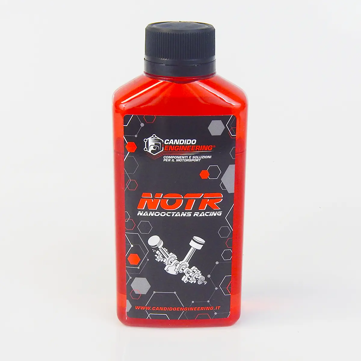 Bottiglia di additivo motore NOTR Nanooctans Racing di Candido Engineering